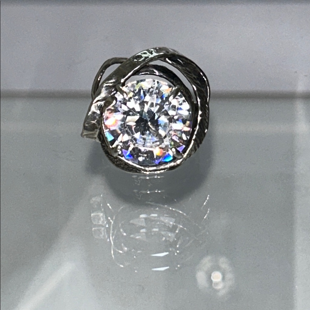 Nwot Sterling Silver Cz Designer Statement Ring - Bohemian Boho